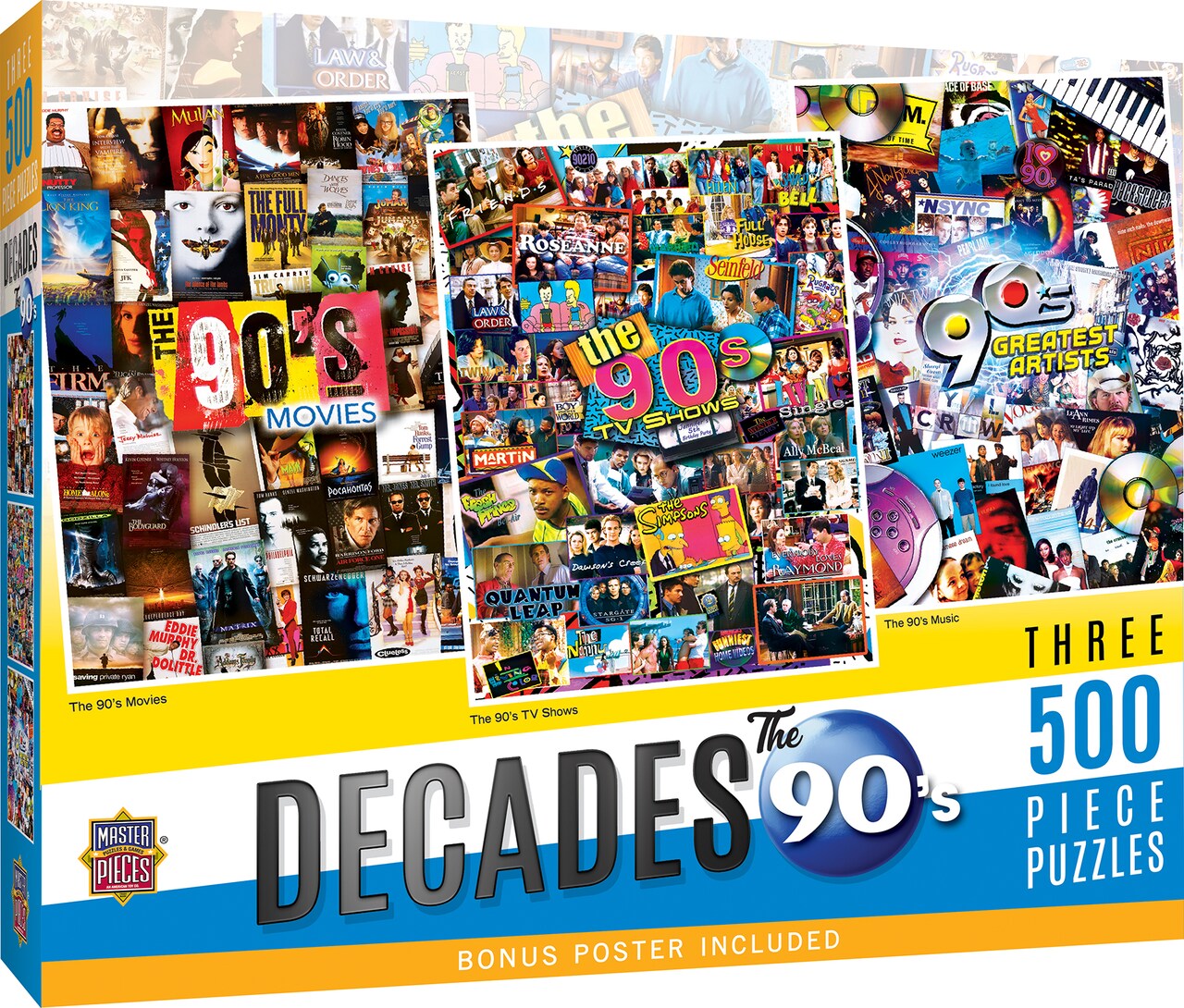 MasterPieces 500 Piece Jigsaw Puzzles for Adults, Family, Or Kids - The 90's 3-Pack